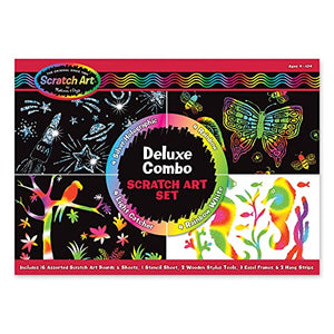 Melissa & Doug Deluxe Combo Scratch Art Set: 16 Boards, 2 Stylus Tools, 3 Frames